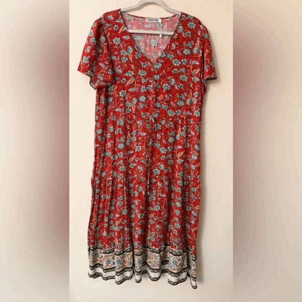Floral Red Maxi Dress